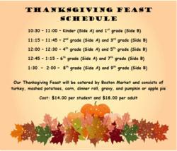 Thanksgiving Feast Schedule